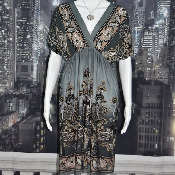 Bailey Blue sz L New With Tags Brown Ranchell Short Sleeve Dress - Picture 1 of 8